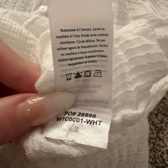 Faherty white cotton button front long sleeve top size S - Picture 9 of 12